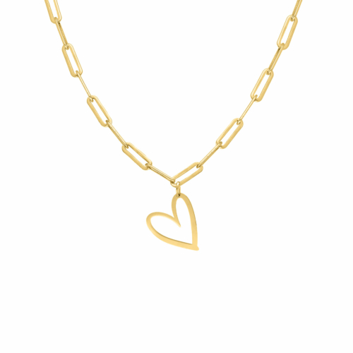 Schakelketting met hartje goudkleurig