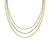 Triple Chain & Tennis Necklace Goudkleurig