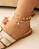 Zilveren enkelbandjes mix beige