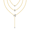 Driedubbele ketting met steentjes in de kleur goud