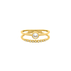 Dubbele ring met steentjes goudkleurig