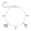 Bedelarmband witte steentjes en zomer bedels
