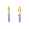 Oorbellen drie steentjes blauw goudkleurig