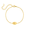 Initial armband met ovaal muntje goud