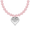 Roze kralenketting met zilver hart