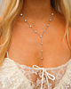 Zilveren y ketting met ronde steentjes
