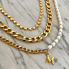 Initial ketting chain & pearl kleur goud