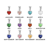 Overzicht hartjes birthstone kleuren zilver