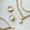 Initial ketting chain & pearl kleur goud