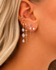 Gouden earparty met ketting oorbellen