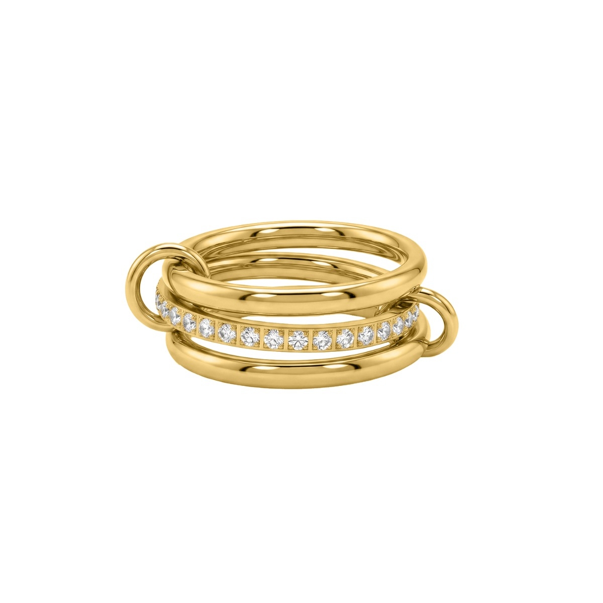Driedubbele ring met steentjes goud kleur