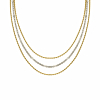 Triple Chain & Tennis Necklace Goudkleurig