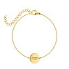 Finaste armband met ronde bedel in goud die je gratis kunt laten graveren