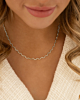 Wave schakel ketting zilver