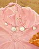 Roze touw ketting en armband met zilveren bedels