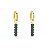 Earrings dark green beads goldplated