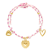 Roze touw armbandje hartjes bedels goudkleurig