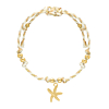 Beige touw armbandje zeester goudkleurig