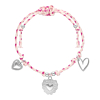 Roze touw armbandje hartjes bedels