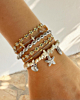 Zilveren armparty met gele details
