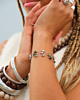 Zilveren drie dubbele armband met kralen