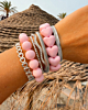 Roze kralen armparty zilver