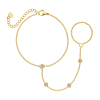Hand chain met hartjes steentjes goudkleurig