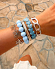 Blauwe kralen armparty zilver