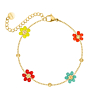 Armband met bloemetjes mix goudkleurig