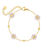 gouden armband met roze bloemetjes