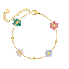 Armband met bloemetjes multicolor goudkleurig