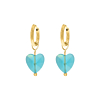 Oorbellen met blauw hartje goudkleurig