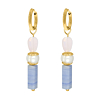 Parel oorbellen icey blue goudkleurig