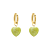 Hartjes oorbellen groen goudkleurig