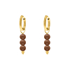 Kralen oorbellen bruin goudkleurig