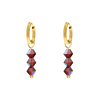 Oorbellen drie steentjes rood goudkleurig