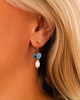 Oorbellen met blauw hartje en parel