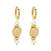 Oorbellen beige steen & pareltjes goudkleurig