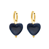 Oorringetjes donkerblauw hartje goudkleurig