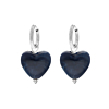 Oorringetjes donkerblauw hartje