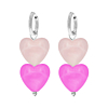 Oorringetjes dubbele hartjes roze