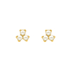 Stud oorbellen triple pearl goudkleurig