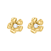 Stud oorbellen flower & pearl goudkleurig