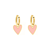 Oorbellen love heart pink goudkleurig