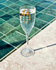 Glas met Triple oorringetjes met steentjes goudkleurig