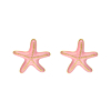 Stud oorbellen roze zeester goudkleurig