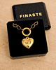 Gouden schakelketting met graveerbaar hartje in sieradendoosje