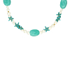 Parelketting aqua bedels goudkleurig