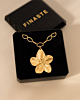 Chain ketting met gouden bloem bedel in sieradendoosje