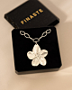 Zilveren chain ketting met grote bloem